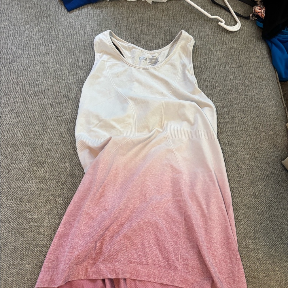 Women's Pink and White Sleeveless Top